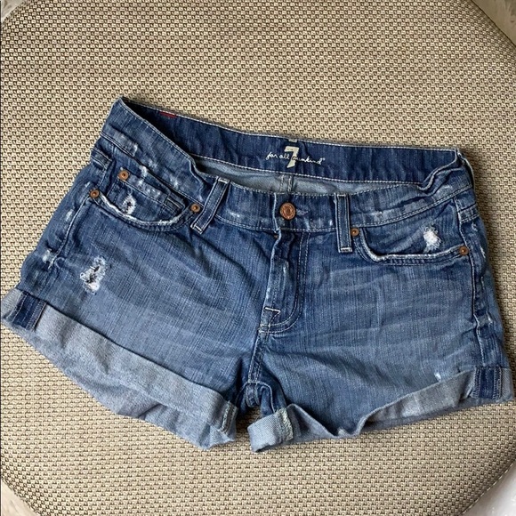 7 For All Mankind Pants - Seven 7 For All Mankind Jean Cuffed Shorts 25
